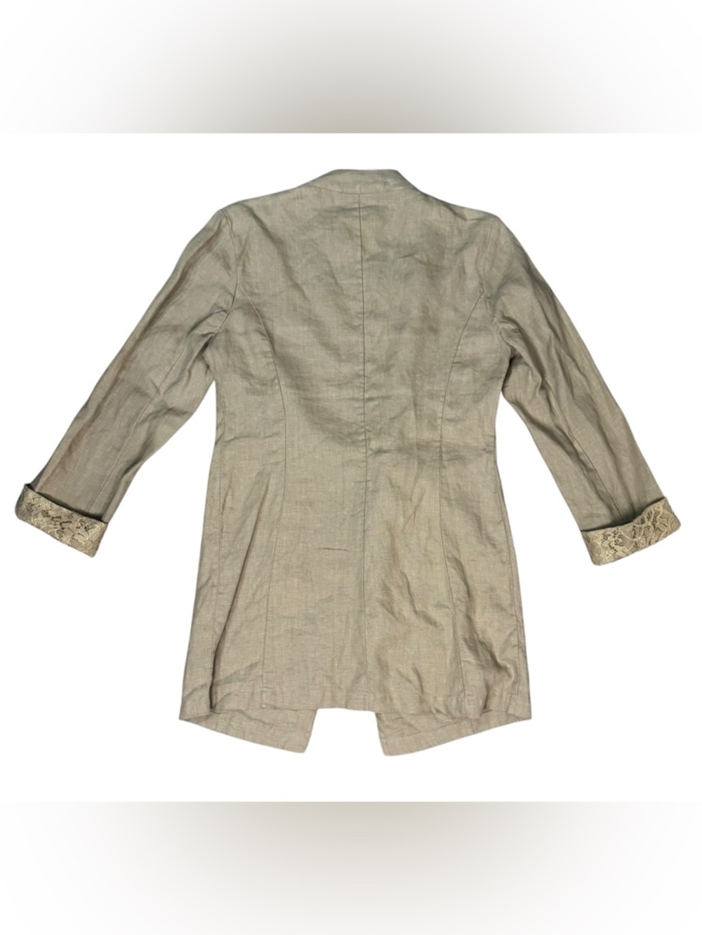 Chico's Beige Longline Blazer with Lace Cuffs - Picture 7 of 12